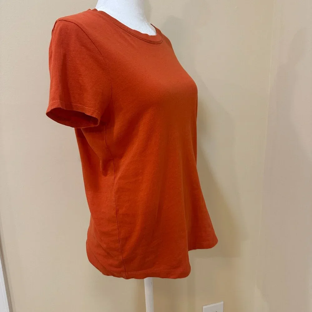 MADEWELL Vinatge Crewneck Cotton T-Shirt Womens Size Sm Burnt Orange Lightweight - Picture 4 of 12